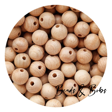 Round Beech Wood Beads - 4 Sizes