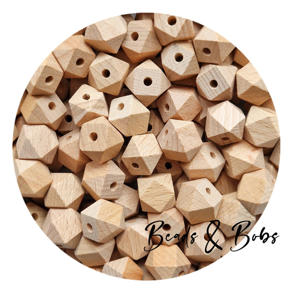 18mm Beech Wood Hexagon Beads