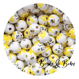 16mm Round Wood Bee Beads - Pack of 5 Beads