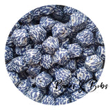 14mm Animal Print Hexagon Silicone Beads - 7 Colours