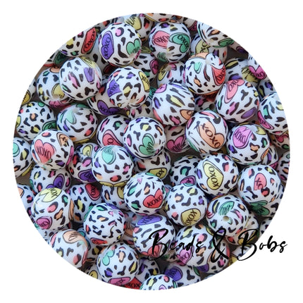 15mm Round Printed Beads - 36 Colours