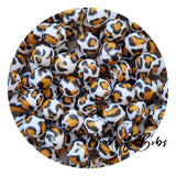 15mm Animal Print Round Silicone Beads - 14 Colours