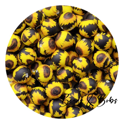 15mm Round Flower Silicone Beads - 14 Colours