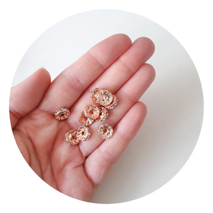 10mm Rhinestone Rondelle Spacer Beads - 2 Colours