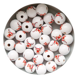 15mm Round Beech Wood Christmas Stamp Beads - 6 Colours