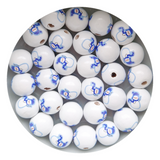 15mm Round Beech Wood Christmas Stamp Beads - 6 Colours