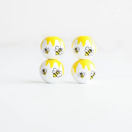 16mm Round Wood Bee Beads - Pack of 5 Beads